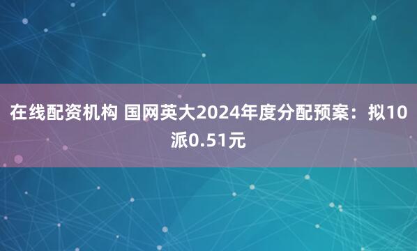 在线配资机构 国网英大2024年度分配预案：拟10派0.51元